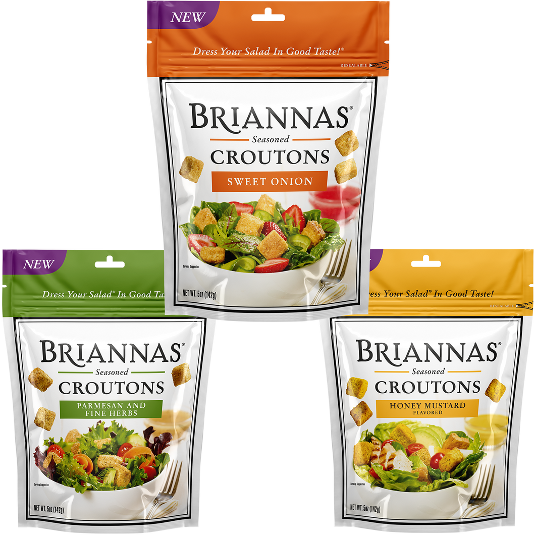 BRIANNAS Seasoned Croutons Variety Pack (Pack of 3)